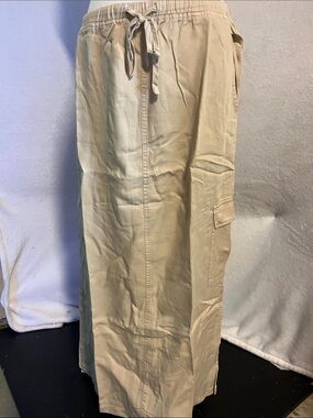 Nostalgia Beige Maxi Cargo Skirt tencel